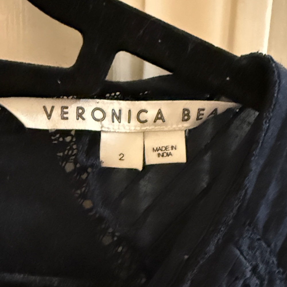 Veronica Beard Deep Navy Textured Button-Front Lo… - image 3